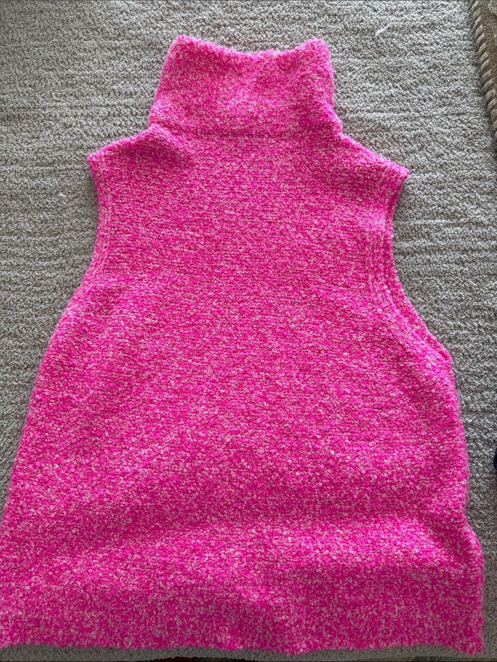 Sleeveless Turtleneck Sweater Tank in Bright Pink